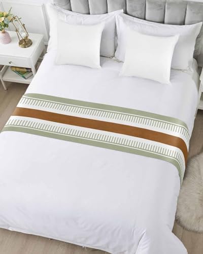 Sage Green Stripes Bed Runner Scarf Twin Size