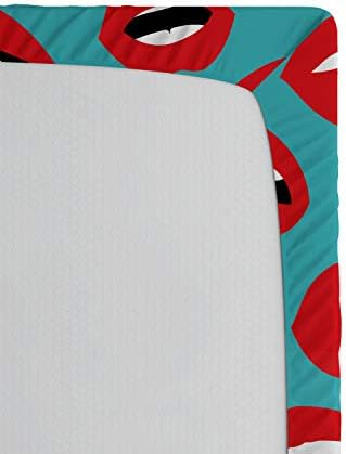 Ambesonne Kiss Fitted Sheet Teal Red White California King