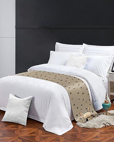 Cute Dog Paw Bed Runner Scarf for King Size Bed