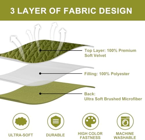 Ivellow Velvet Quilt Set Queen Size 3Pcs Luxury Comforter Bedspread