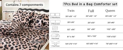 SDY 7PCS Leopard Comforter Set Queen