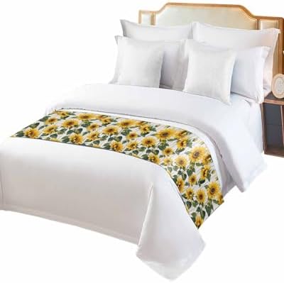 DecorLovee Rustic Sunflowers Bed Runner for Cal King