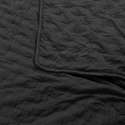 ROARINGWILD Black Twin Quilt Set with Pillow Sham 68x90 Inches