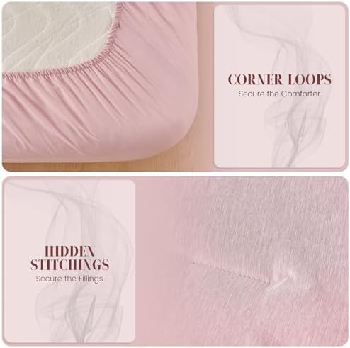 DECMAY Twin Comforter Set 5 Pieces Pink