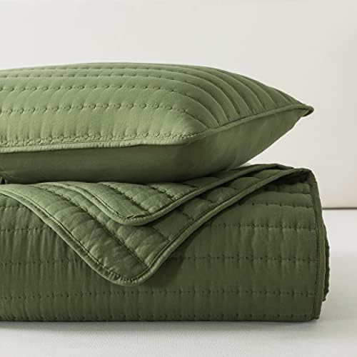 Olive Dark Green King Size Quilt Set with Pillow Shams