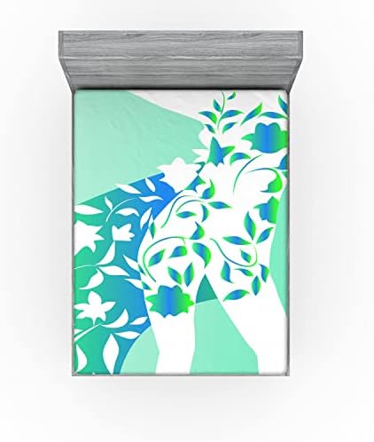Ambesonne Floral Fitted Sheet - California King Turquoise Teal White