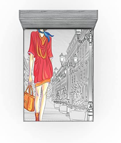 Ambesonne California King Fitted Sheet with Urban Fashion Print