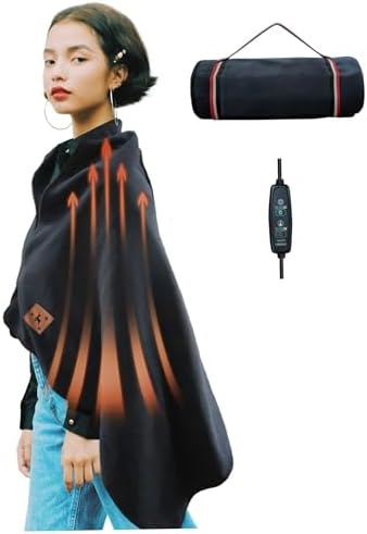 USB Heated Throw Blanket - Soft Fast Heating Wearable with Pocket - Grey