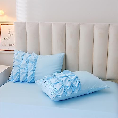 Holawakaka Light Blue Waterfall Ruffle Comforter Set