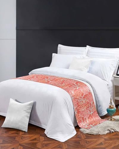 Sabolny Orange Coral Red Cal King Bed Runner Scarf