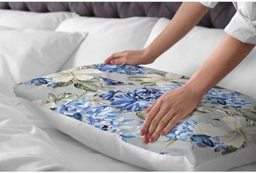 Blue White Flowers Pillow Cover 20x26 inch