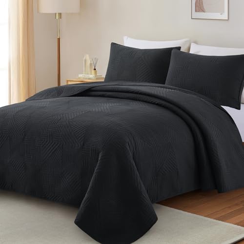 Lavsiry Black Quilt King Size with Pillow Shams