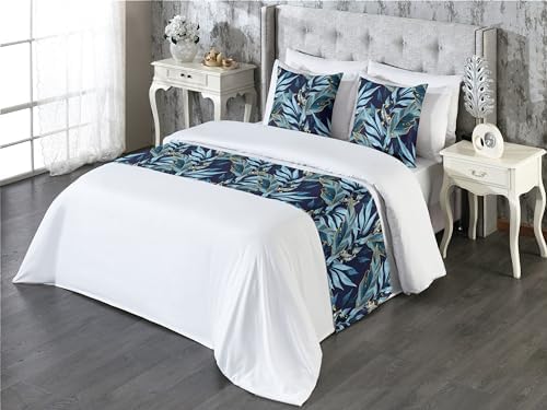 Ambesonne Floral Bed Runner Set with Scarf and Pillow Shams