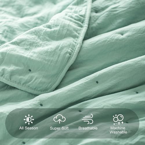 KASENTEX King Size Quilt Set - Green Ultra Soft and Lightweight