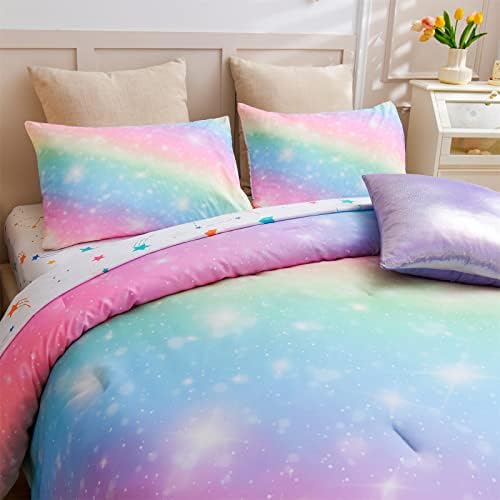 A Nice Night 6Pcs Gradient Glitter Bedding Set for Girls