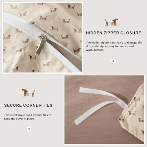 Erwinmu Brown Dachshund Duvet Cover Set Twin
