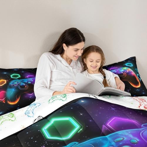 Erosebridal Gamer Comforter Set Twin Boys Red Green Blue Teal