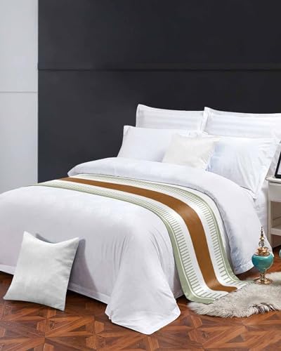 Sage Green Stripes Bed Runner Scarf Twin Size