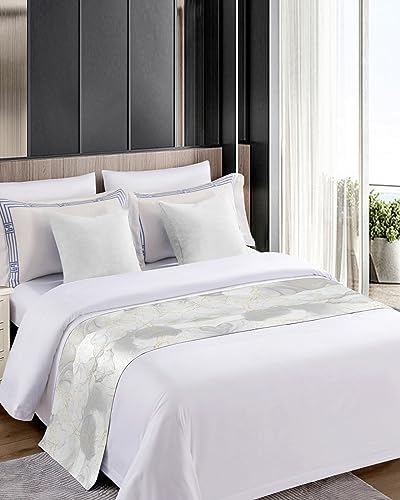 Marble Grey Gold Bed Runner Scarf Full Queen