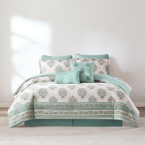 Lush Decor Sofia Flower Block Print Comforter Set Queen