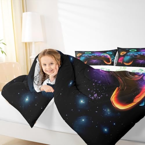 Erosebridal Gamer Comforter Set Twin Boys Red Green Blue Teal
