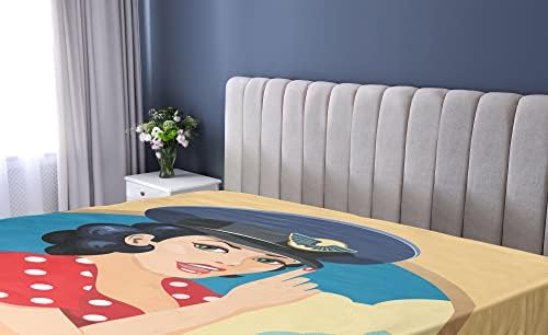 Ambesonne Pin Up Girl Fitted Sheet - Multicolor