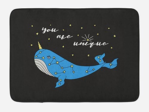 Ambesonne Narwhal Bath Mat with Star Pattern and Inspirational Words 1
