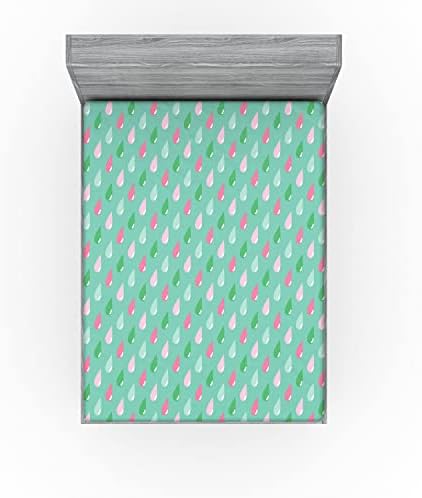Ambesonne Funny Teardrops Pattern Sheet Green Pink California King