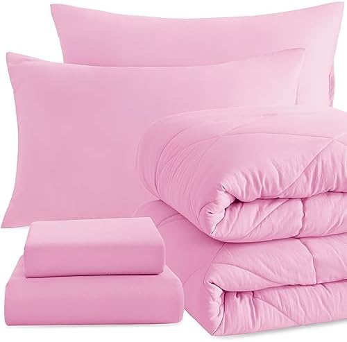 NTBAY Pink Twin Bed in a Bag Comforter Set