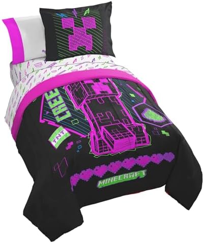 Minecraft Comforter Set - 7 Piece Neon Kids Bedding