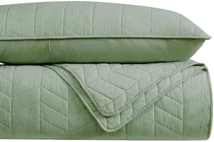 palassio Sage Green Cotton Quilt California Cal King Set
