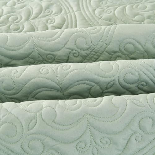 Cmfshape King Quilt Set 3PCS Sage Green Oversized 1