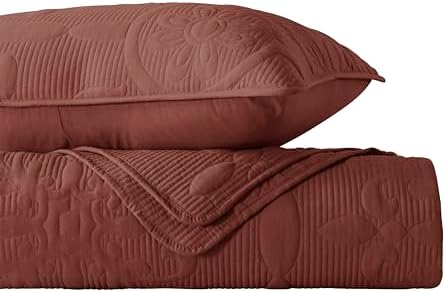 B2EVER Damask Quilt Cal King Bed Set Burnt Orange