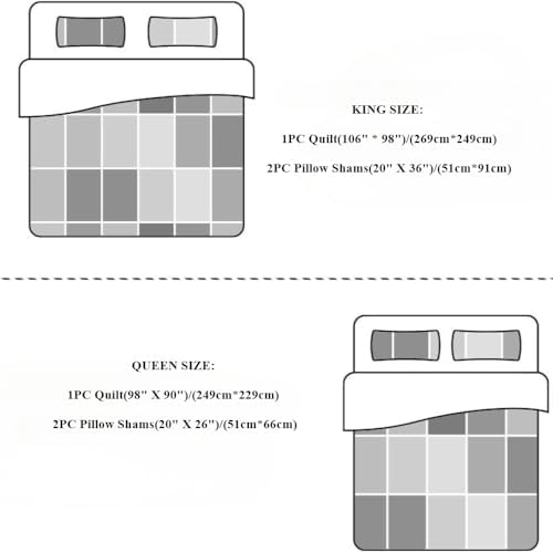 MarCielo 3 Piece Quilt Set Bedspread Microfiber Embroidered Comforter Set