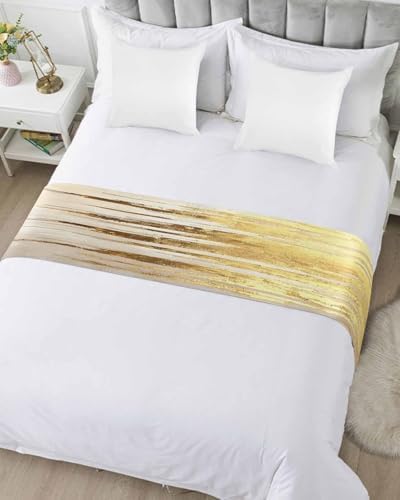 Abstract Gold Bed Runner Scarf Cal King Size