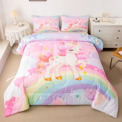 Feelyou Unicorn Comforter Set Twin Bedding