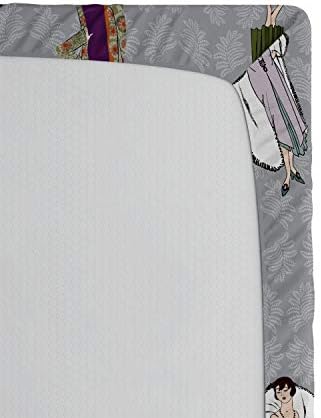 Ambesonne Retro Fitted Sheet Flapper Girls 20s Style Pattern California King
