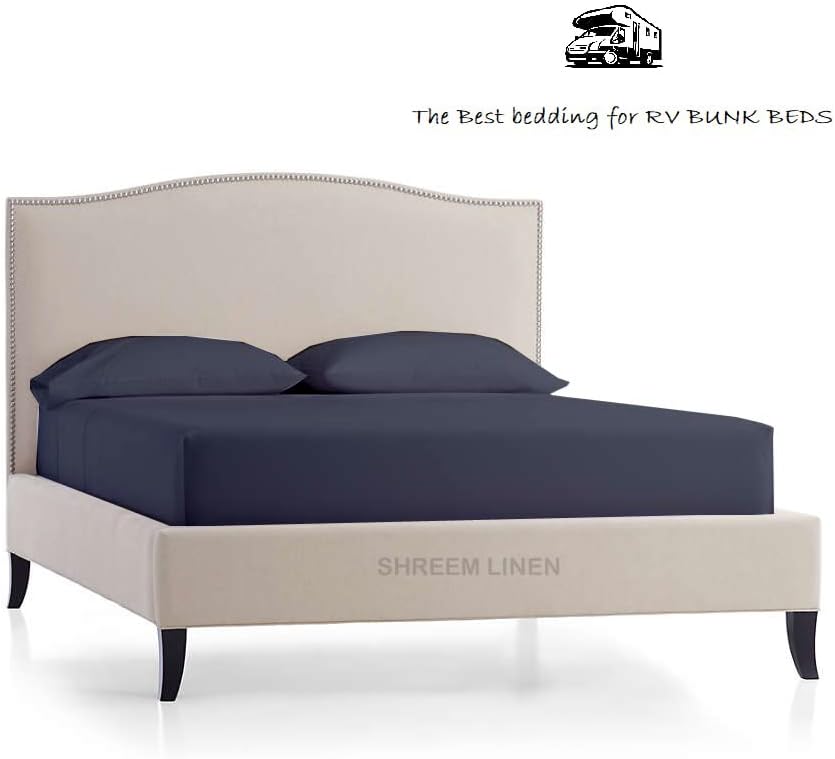 Shreem Linen Microfiber RV Sheet Set 60x80 Camper Queen Dark Grey Deep Pockets