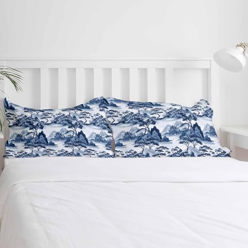 Boanket 3-Piece Queen Duvet Cover Set with Zipper Retro Garden Landscape