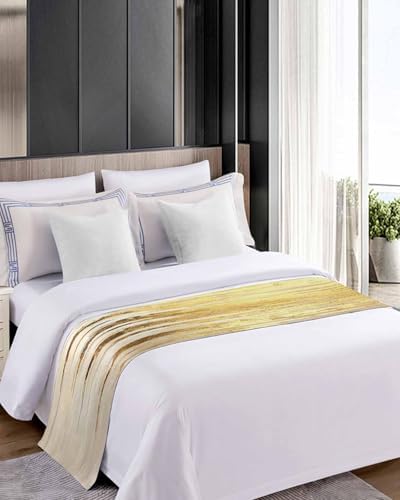 Abstract Gold Bed Runner Scarf Cal King Size