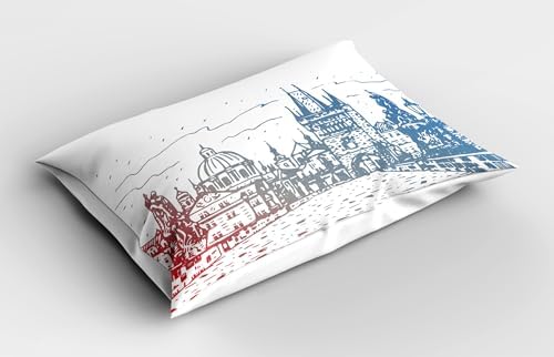 Ambesonne Prague Pillow Sham Set of 2 - Vermilion Blue