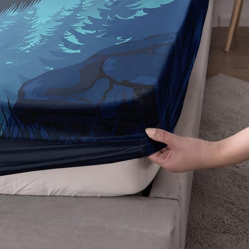 AILONEN Black Cartoon Deer Twin XL Fitted Sheet Set