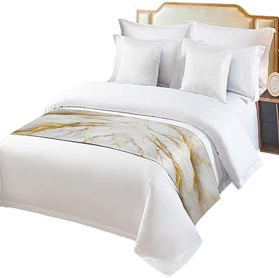 Chucoco King Bed Runner Gold White Gradient Scarf 1