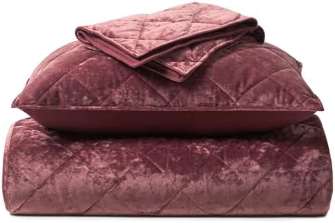 EVERGRACE Luxury Crushed Velvet Quilt Set Queen Size
