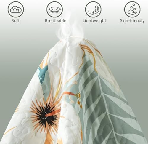 Yogeneg Queen Quilt Bedding Set Sage Green Botanical Pattern 90x96