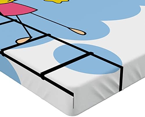 Ambesonne Star Fitted Sheet with Cartoon Design for California King Bed