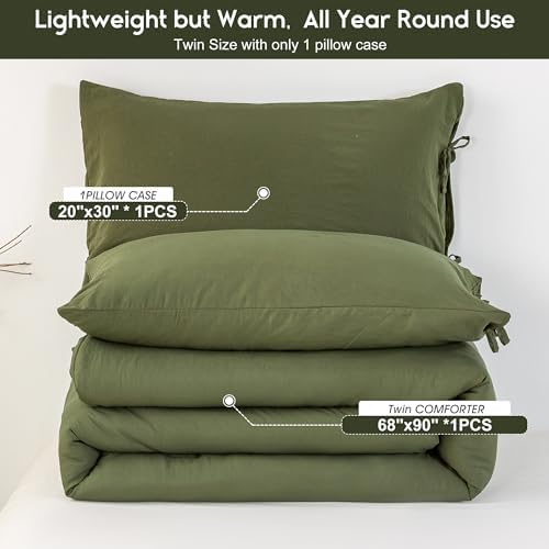 BOHOPOPM Olive Green Comforter Set TwinTwin XL