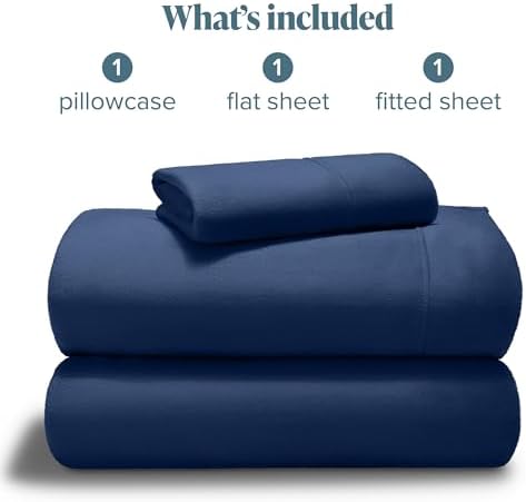 Bare Home Microplush Fleece Sheet Set Twin Dark Blue 1