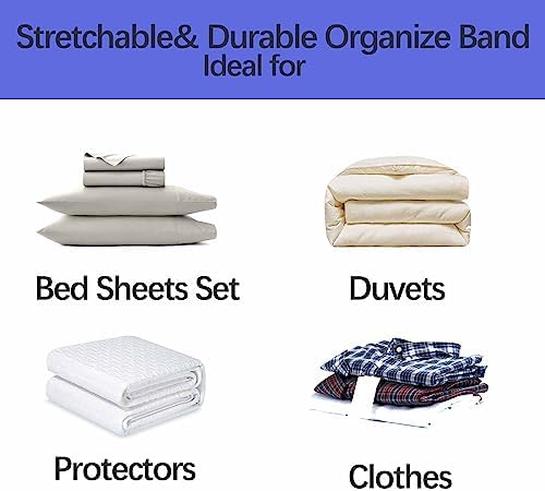 Siaomo Bed Sheet Organizer Bands - 4PCS Blue for Twin