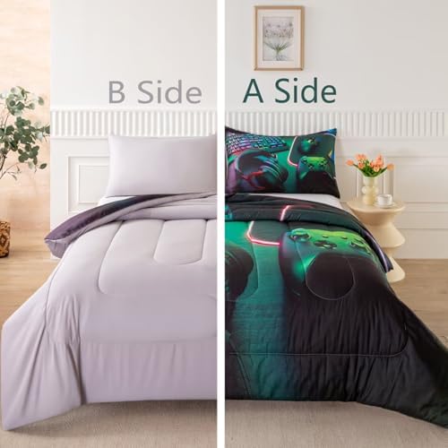 GRAT TIOC Gamer Comforter Set for Teen Boys 3 Piece